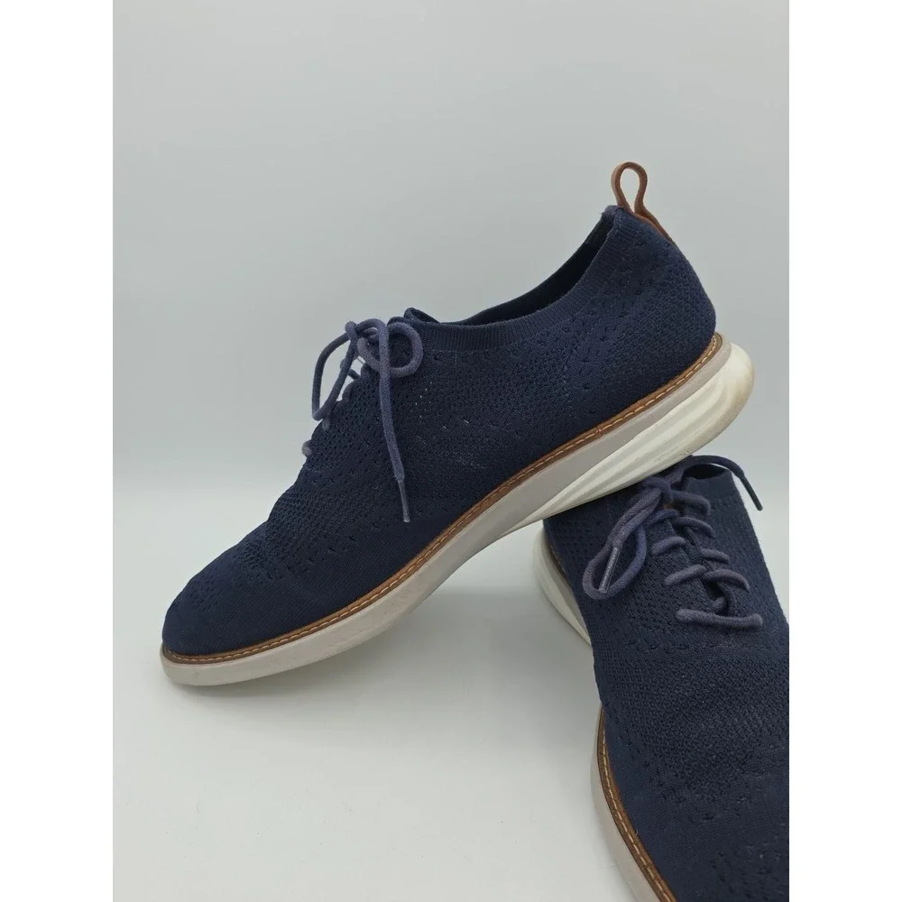 Cole Haan OriginalGrand Shoes Mens‎ Size 12 Blue Knit Wingtip Dress Oxford - Picture 6 of 8